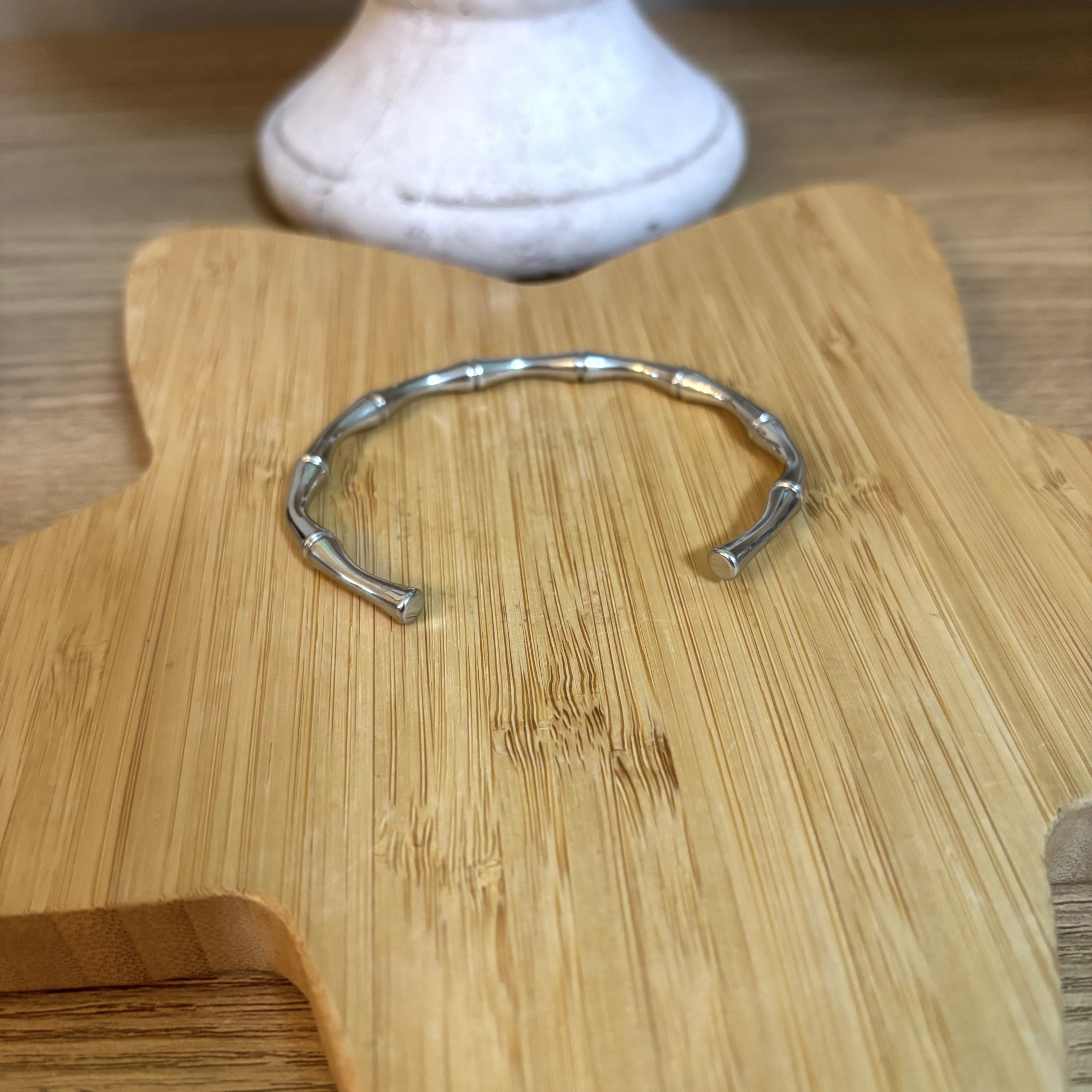Pulsera bambú plateada